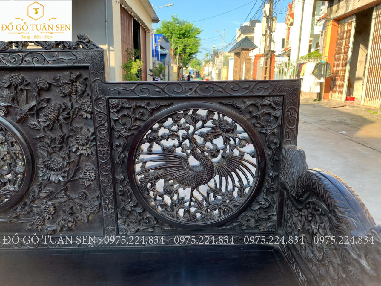 Hình ảnh Bộ trường kỷ huế gỗ gụ khảm ốc T45